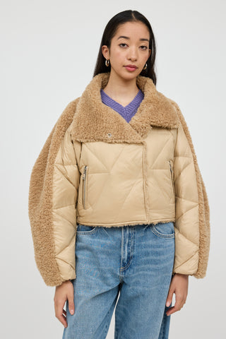 LAMARQUE Beige Down Quilted Teddy Jacket