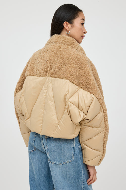 LAMARQUE Beige Down Quilted Teddy Jacket