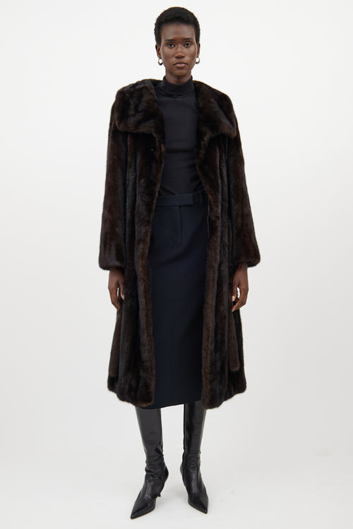 VSP Archive Dark Brown Fur Belted Coat