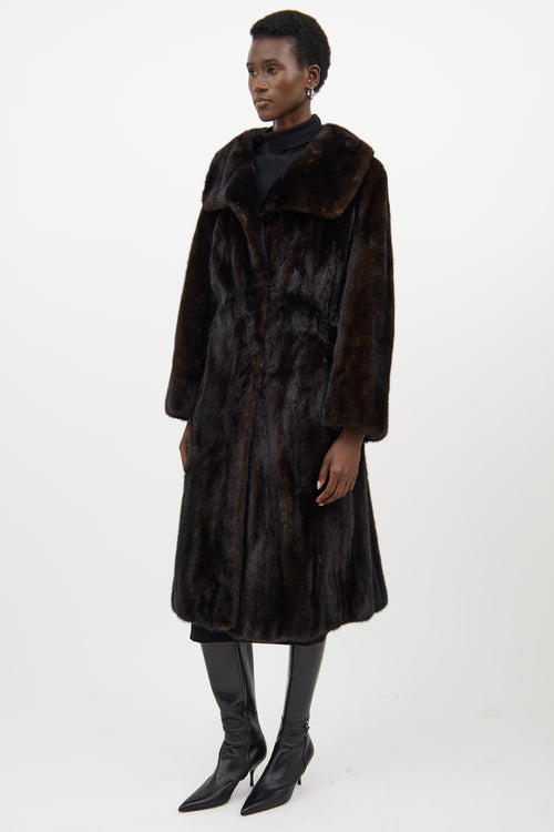 VSP Archive Dark Brown Fur Belted Coat