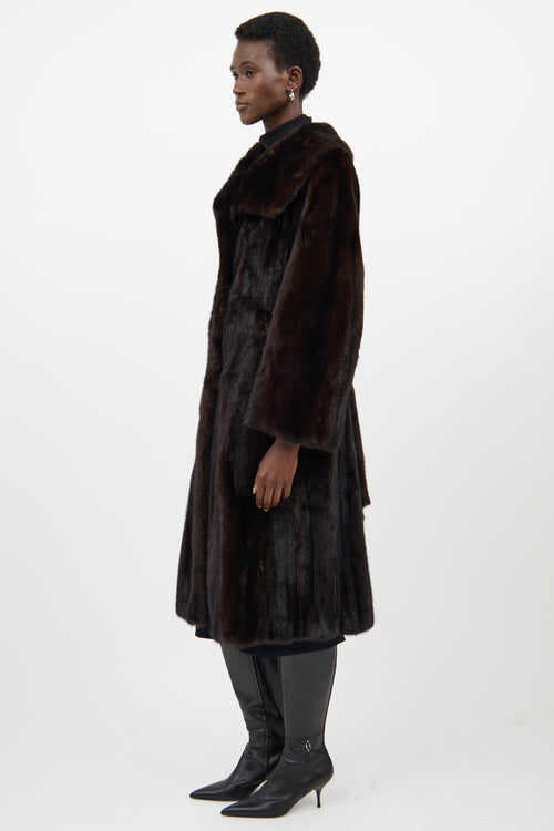 VSP Archive Dark Brown Fur Belted Coat