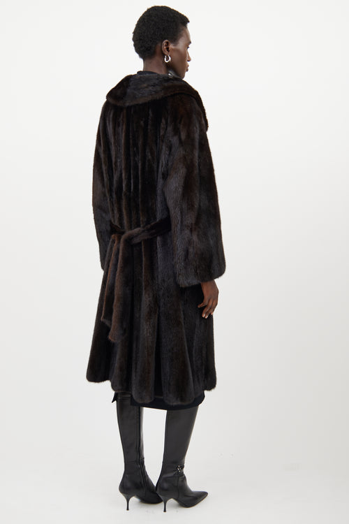 VSP Archive Dark Brown Fur Belted Coat