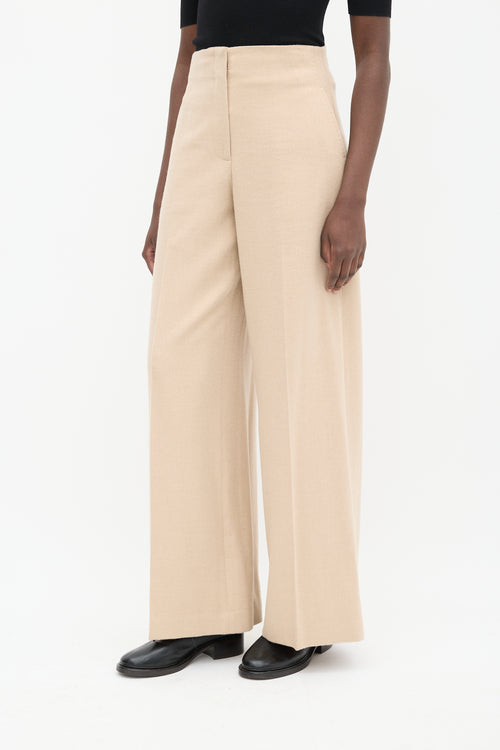 Lafayette 148 Beige High Waist Wide Leg Trousers