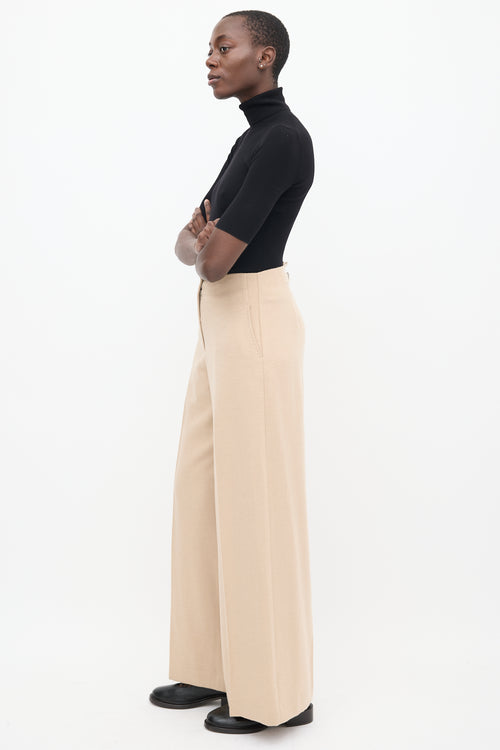 Lafayette 148 Beige High Waist Wide Leg Trousers