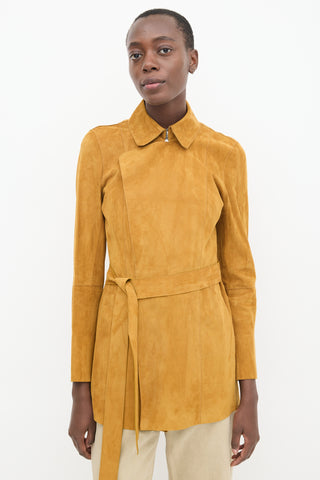 Lafayette 148 Brown Suede Belted Jacket