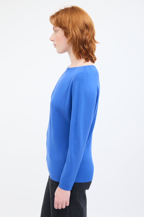 Lafayette 148 Blue Boat Neck Top