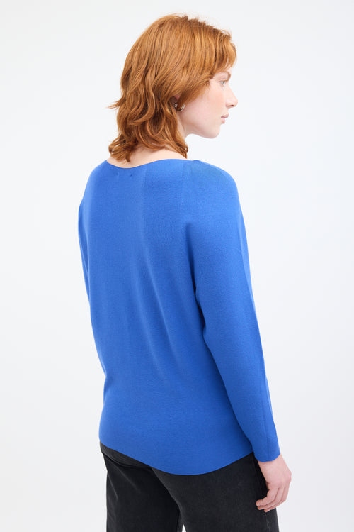 Lafayette 148 Blue Boat Neck Top