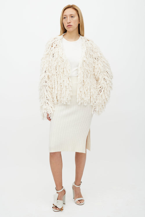 Lafayette Cream Fringe Knit Jacket