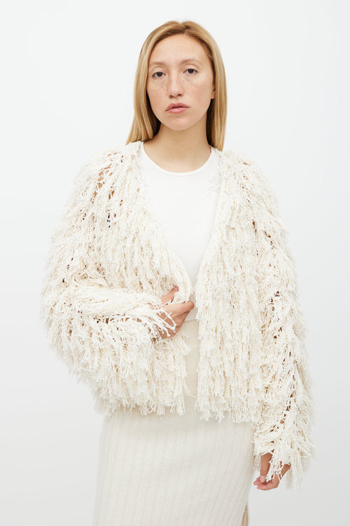 Lafayette Cream Fringe Knit Jacket