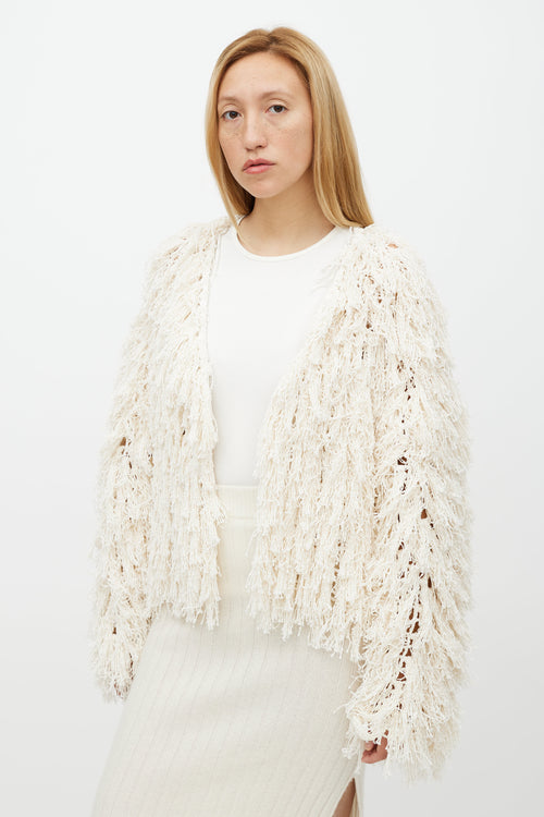 Lafayette Cream Fringe Knit Jacket