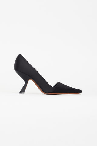 Lafayette 148 Black Satin Pointed Toe Pump