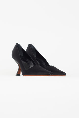 Lafayette 148 Black Satin Pointed Toe Pump