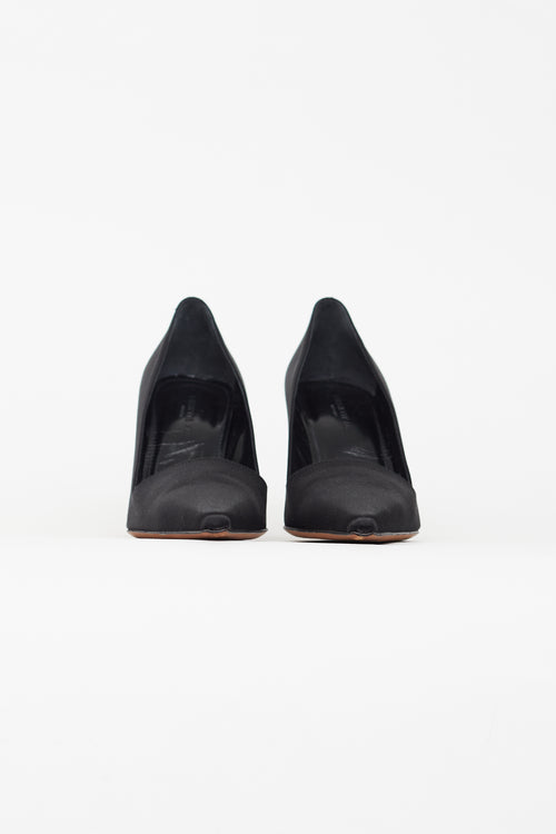 Lafayette 148 Black Satin Pointed Toe Pump