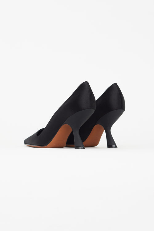 Lafayette 148 Black Satin Pointed Toe Pump