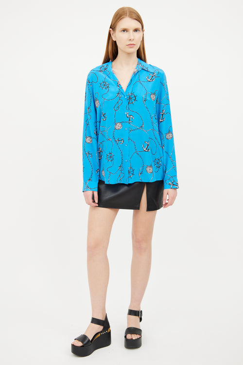 L
agence Blue Nautical Print Blouse