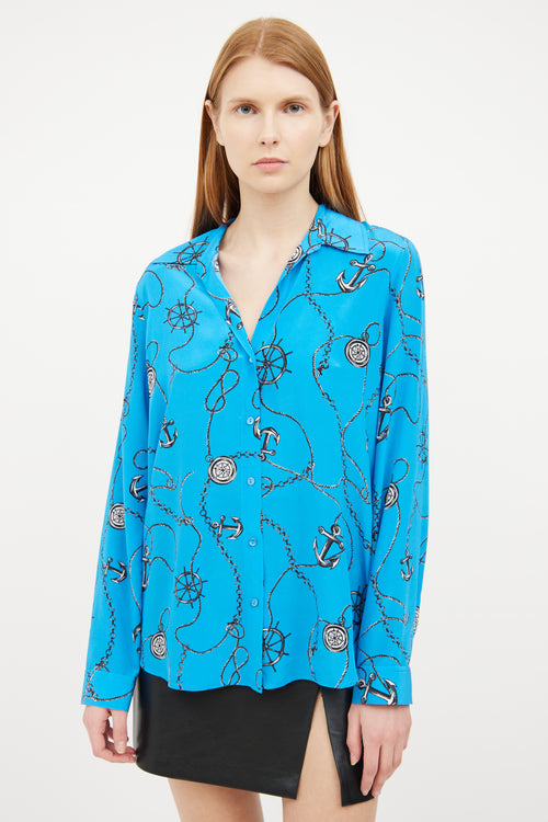 L
agence Blue Nautical Print Blouse