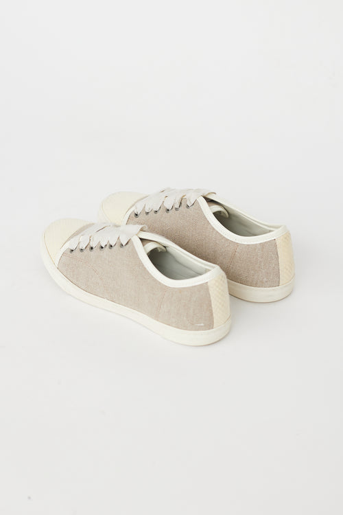 Lanvin Beige 
Cream Canvas Sneaker