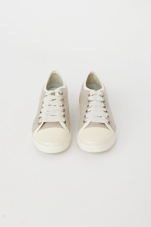 Lanvin Beige 
Cream Canvas Sneaker