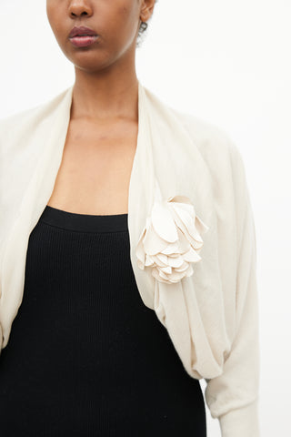 Lanvin Beige Knit Flower Shrug