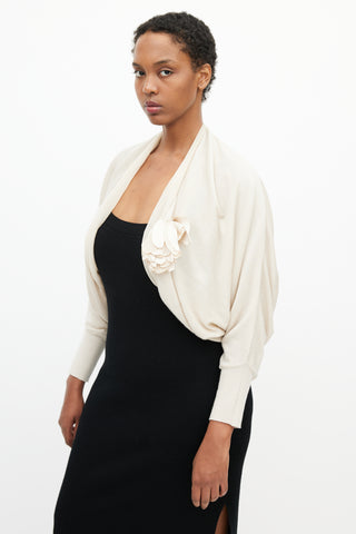 Lanvin Beige Knit Flower Shrug