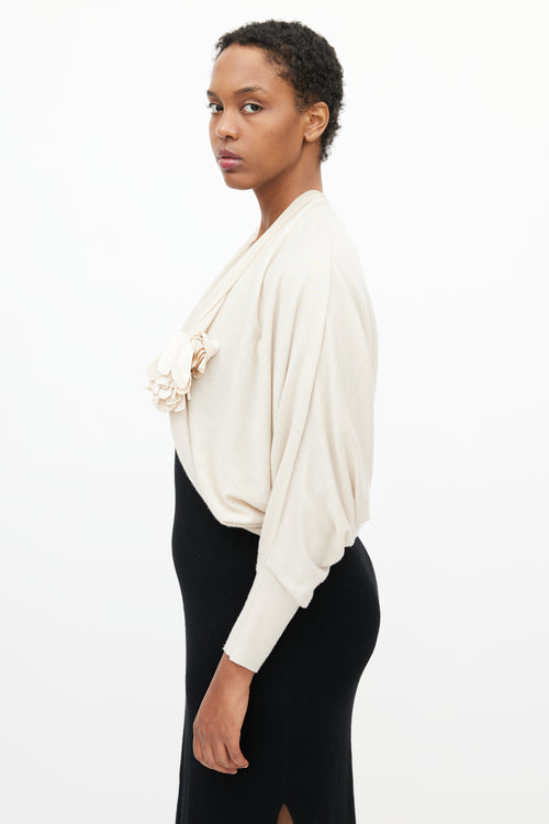 Lanvin Beige Knit Flower Shrug