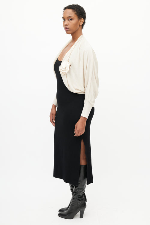 Lanvin Beige Knit Flower Shrug