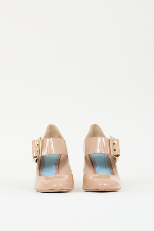 Lanvin Beige Patent Leather Mary Jane Pump