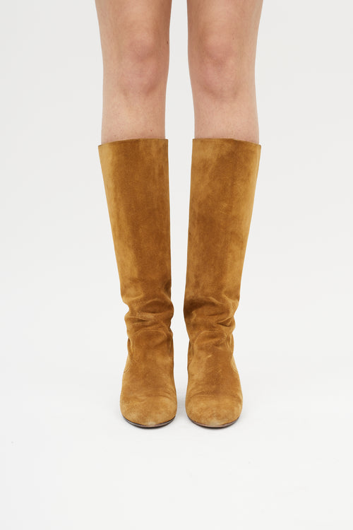 Lanvin Beige Suede Pointed Toe Boot