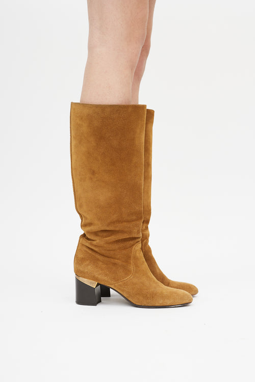 Lanvin Beige Suede Pointed Toe Boot