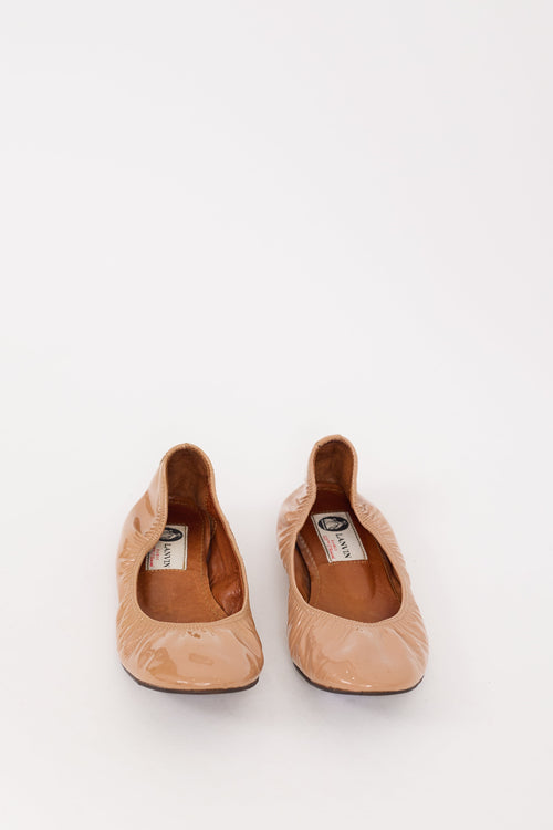 Lanvin Beige Patent Elasticized Ballet Flat