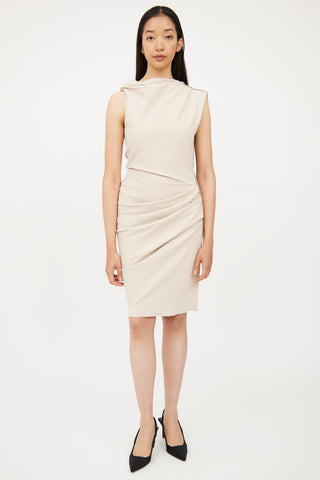 Lanvin Cream Cinched Zip Side Sleeveless Dress