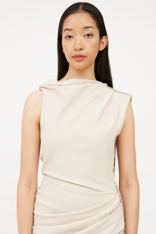 Lanvin Cream Cinched Zip Side Sleeveless Dress