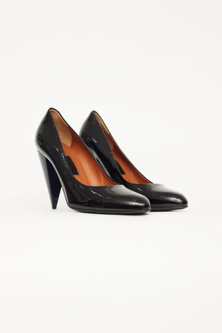 Lanvin Black Patent Leather Round Toe Pump