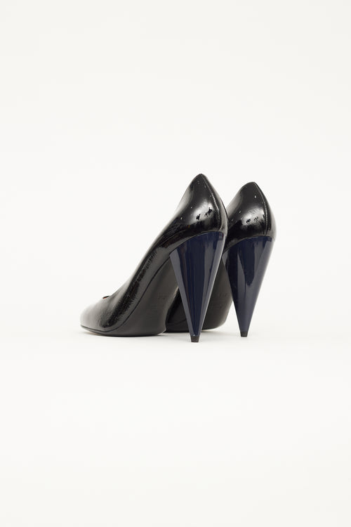 Lanvin Black Patent Leather Round Toe Pump