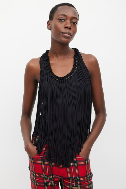 Lanvin Black 
Gold Chain Fringed Top