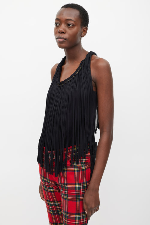 Lanvin Black 
Gold Chain Fringed Top