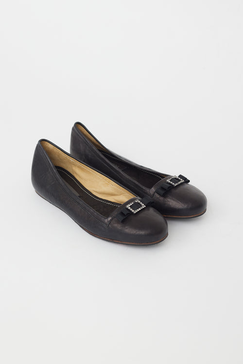 Lanvin Black Leather Ballet Flat