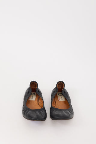 Lanvin Black Leather Elasticized Ballet Flat