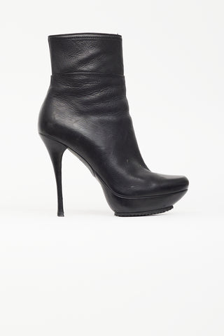 Lanvin Black Leather Platform Stiletto Ankle Boot