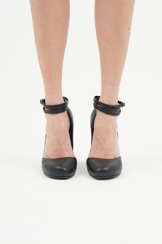 Lanvin Black Leather Strappy Heel