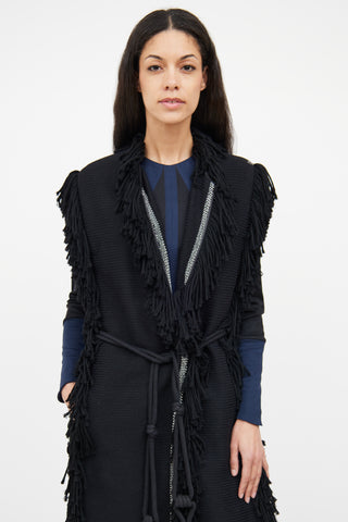 Lanvin Black Wool Fringe Trim Vest