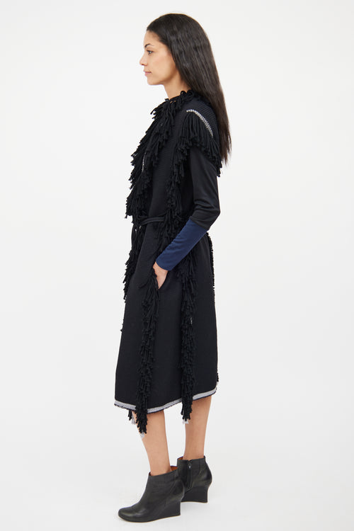 Lanvin Black Wool Fringe Trim Vest