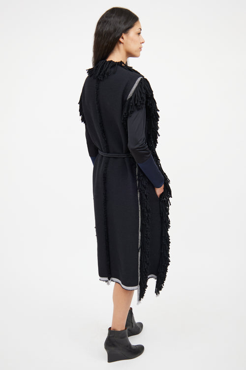 Lanvin Black Wool Fringe Trim Vest