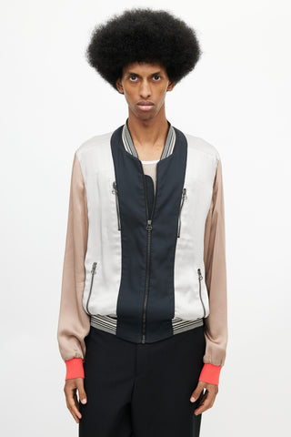 Lanvin Black 
Multicolour Panelled Satin Bomber Jacket