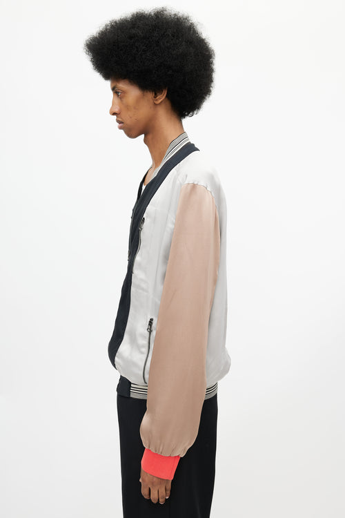 Lanvin Black 
Multicolour Panelled Satin Bomber Jacket