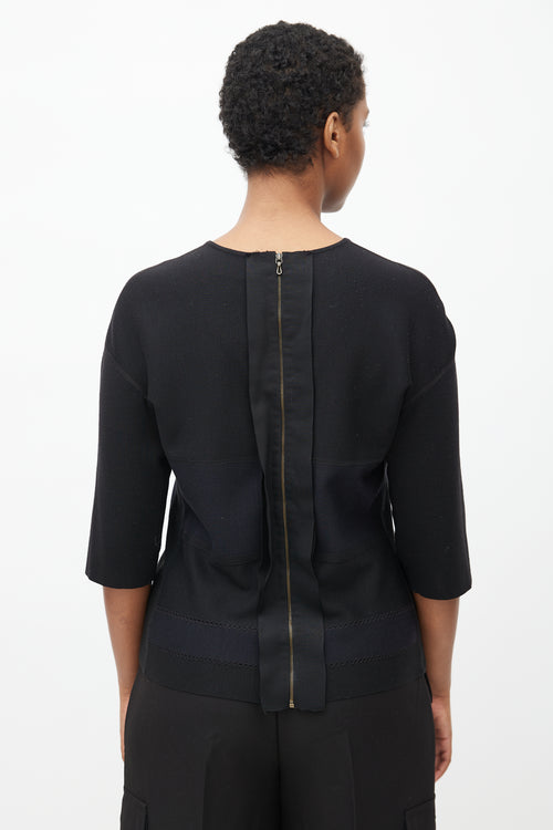 Lanvin Black 
Navy Panelled Zip Top