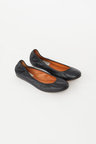 Lanvin Black Leather Ballet Flat