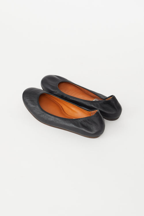 Lanvin Black Leather Ballet Flat