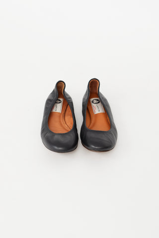 Lanvin Black Leather Ballet Flat