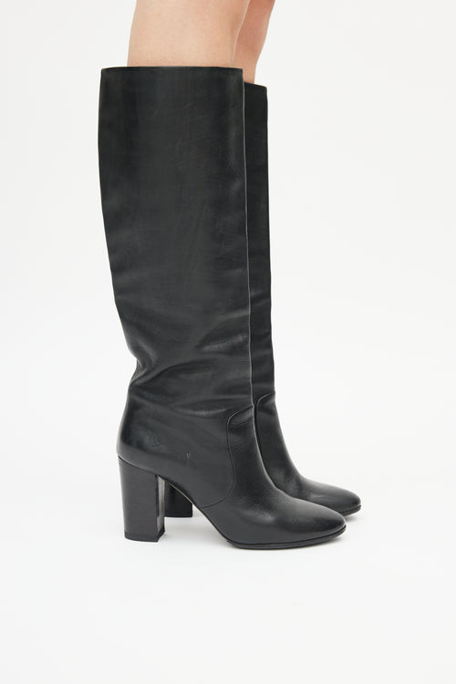 Lanvin Black Leather Knee High Boot